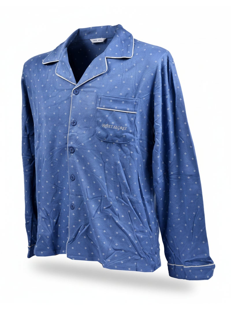 Pijama homem inverno polar abotoado c2529 Azul - Kiabi