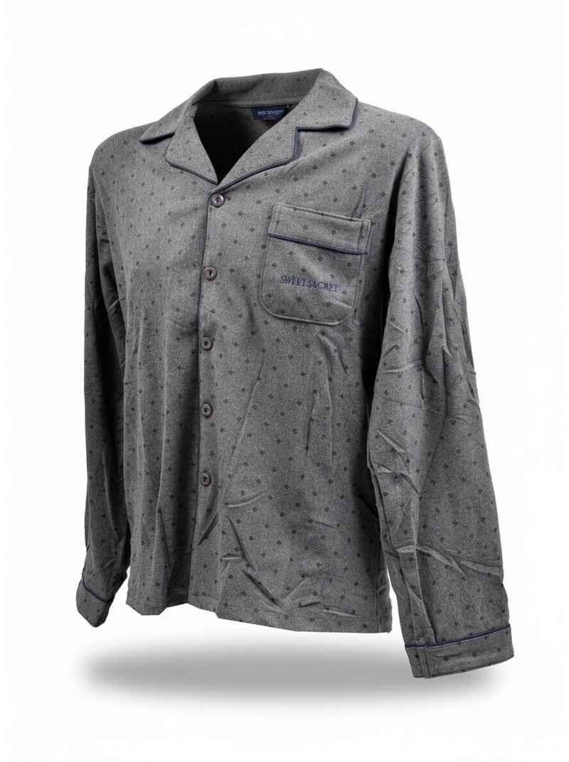 Pijama homem inverno polar abotoado c2529 Cinza - Kiabi