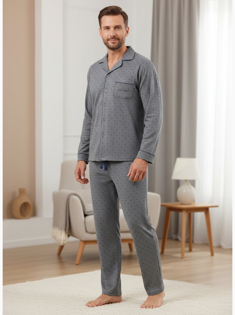 Pijama homem inverno polar abotoado c2529 Cinza - Kiabi