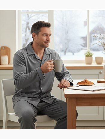 Pijama homem inverno polar abotoado c2530