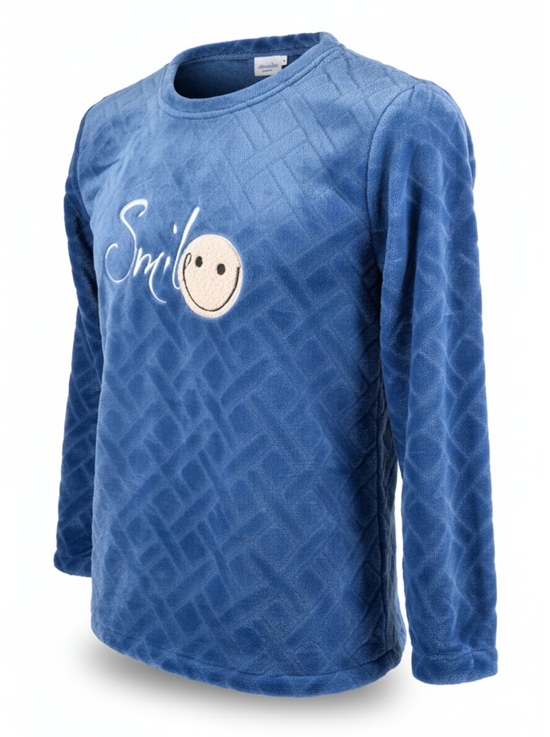 Pijama Homem Inverno Polar Macio SMILE Azul-marinho - Kiabi