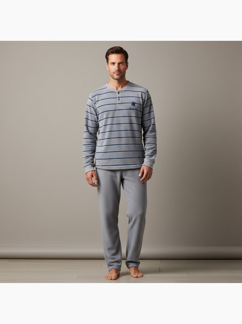 Pijama Homem Inverno Polar SECRET CLUB Z2653 Cinza - Kiabi