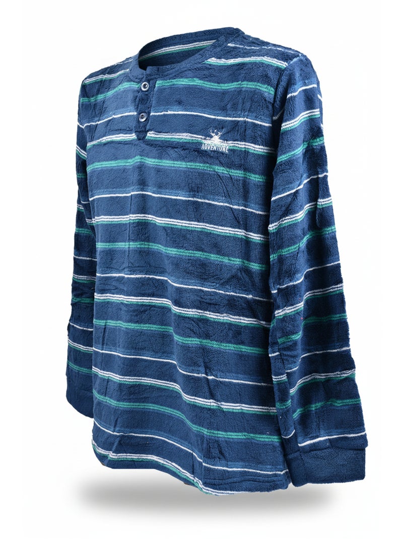 Pijama Homem Inverno Polar Suave ADVENTURE J2565 Azul-marinho - Kiabi