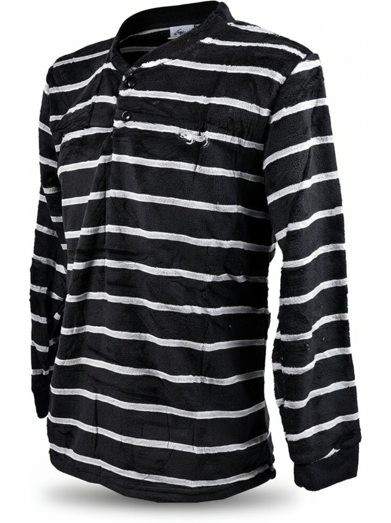 Pijama Homem Inverno Polar Suave RISCAS Z2654 Preto - Kiabi