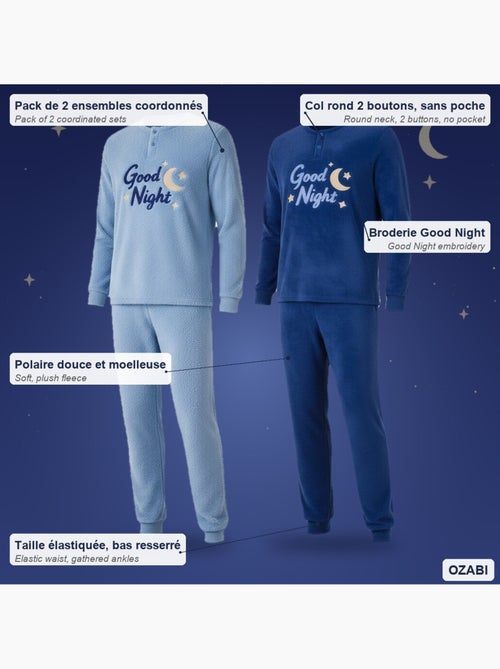 Pijama homem pack de 2 ozabi, polar macio e fofinho, bordado - Kiabi Pijama homem pack de 2 ozabi, polar macio e fofinho, bordado - Kiabi