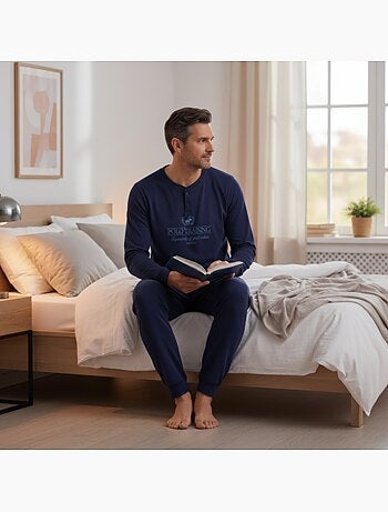 Pijama homem polar estampado bordado ozabi