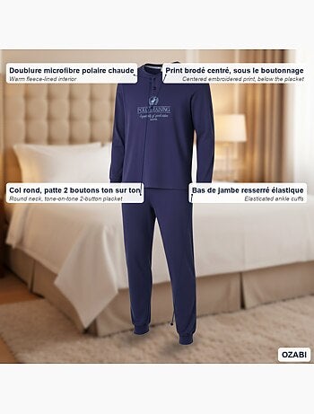 Pijama homem polar estampado bordado ozabi