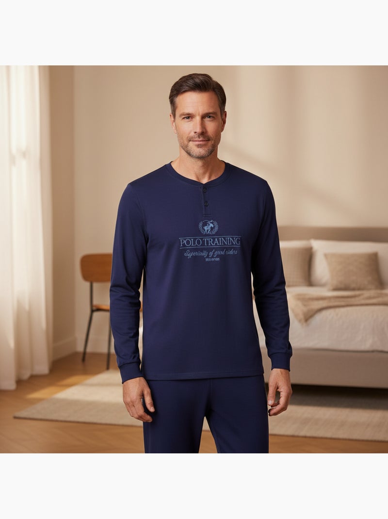 Pijama homem polar estampado bordado ozabi Azul-marinho - Kiabi