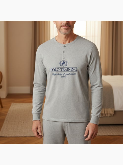 Pijama homem polar estampado bordado ozabi - Kiabi