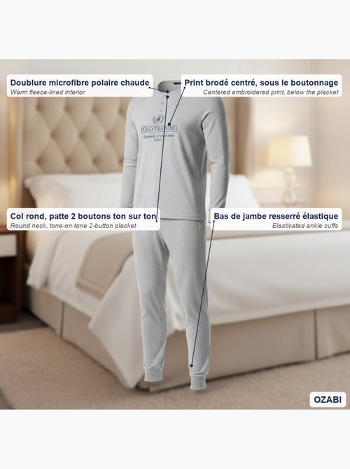 Pijama homem polar estampado bordado ozabi - Kiabi