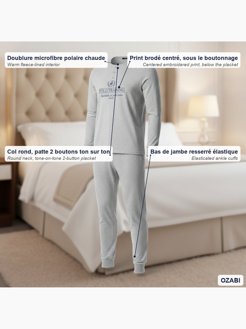 Pijama homem polar estampado bordado ozabi Cinza - Kiabi