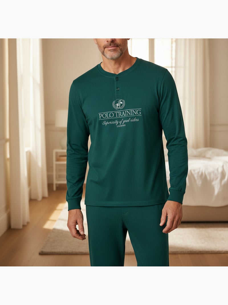 Pijama homem polar estampado bordado ozabi Verde - Kiabi