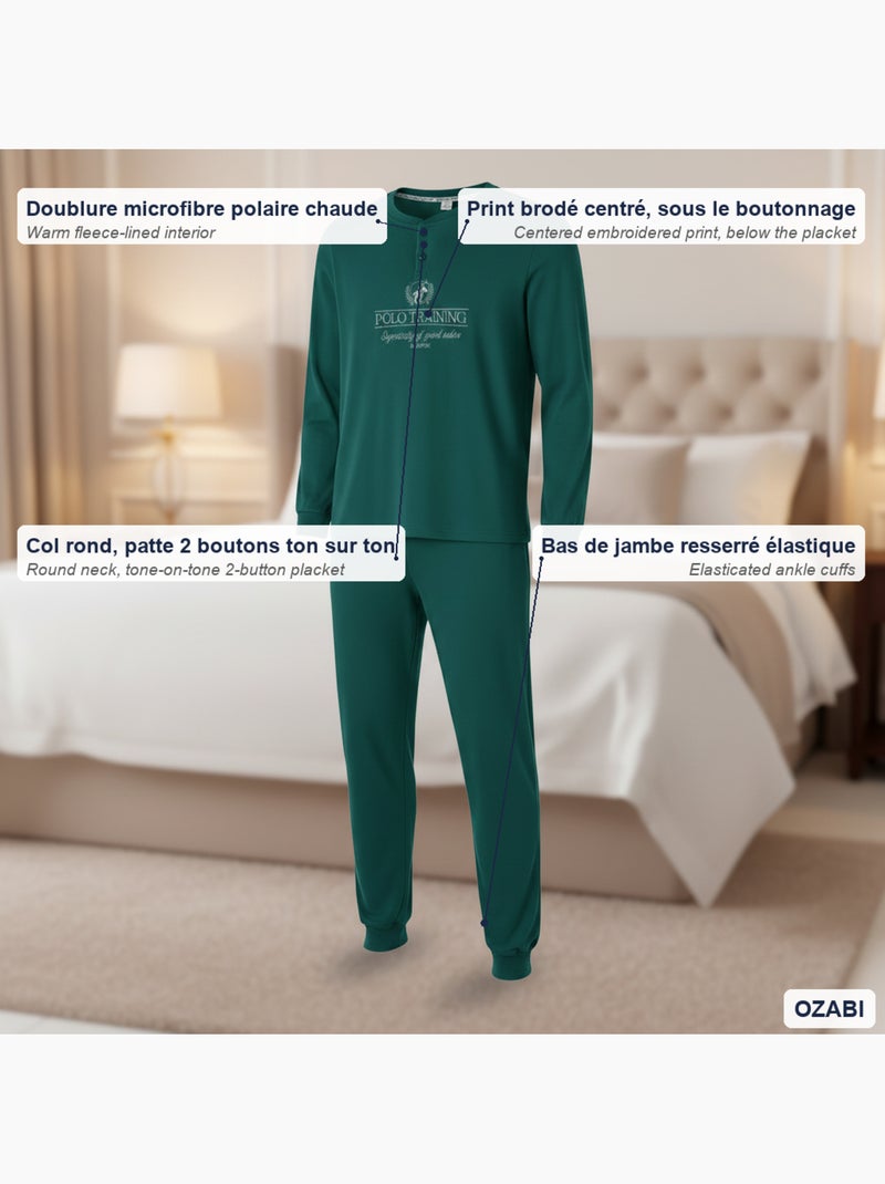 Pijama homem polar estampado bordado ozabi Verde - Kiabi