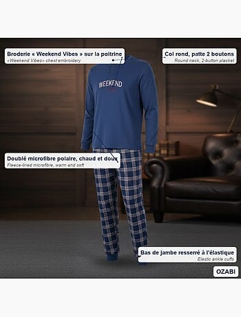 Pijama homem polar ozabi brodado weekend vibes