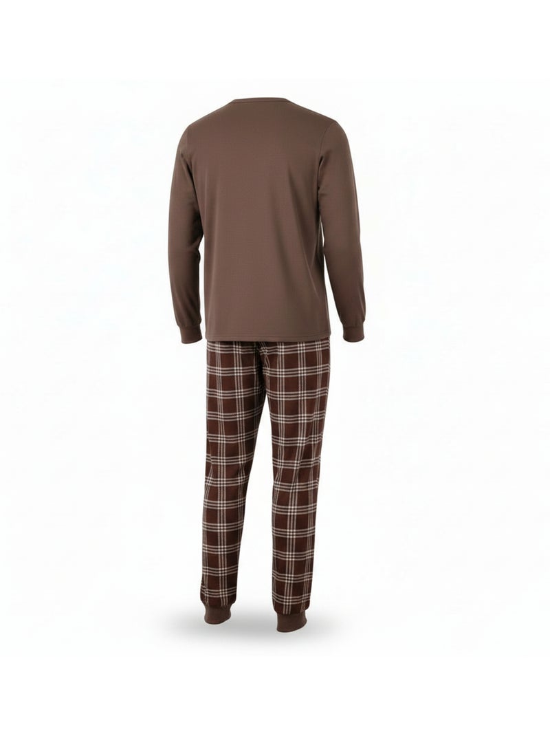 Pijama homem polar ozabi brodado weekend vibes Castanho - Kiabi