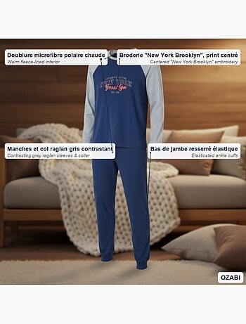 Pijama homem polar raglan bordado ozabi