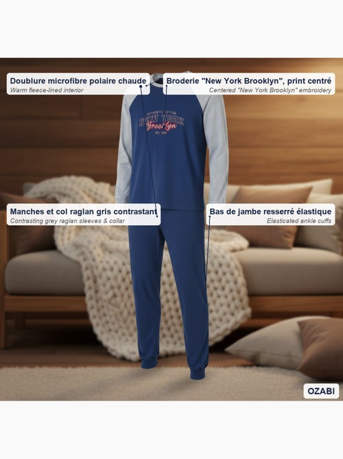 Pijama homem polar raglan bordado ozabi - Kiabi