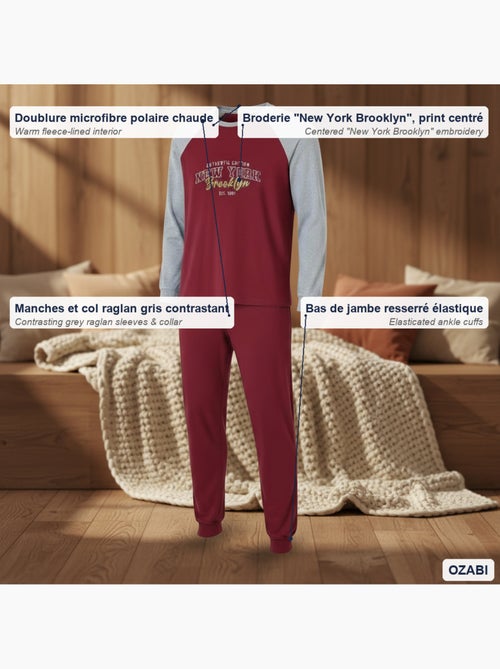 Pijama homem polar raglan bordado ozabi - Kiabi