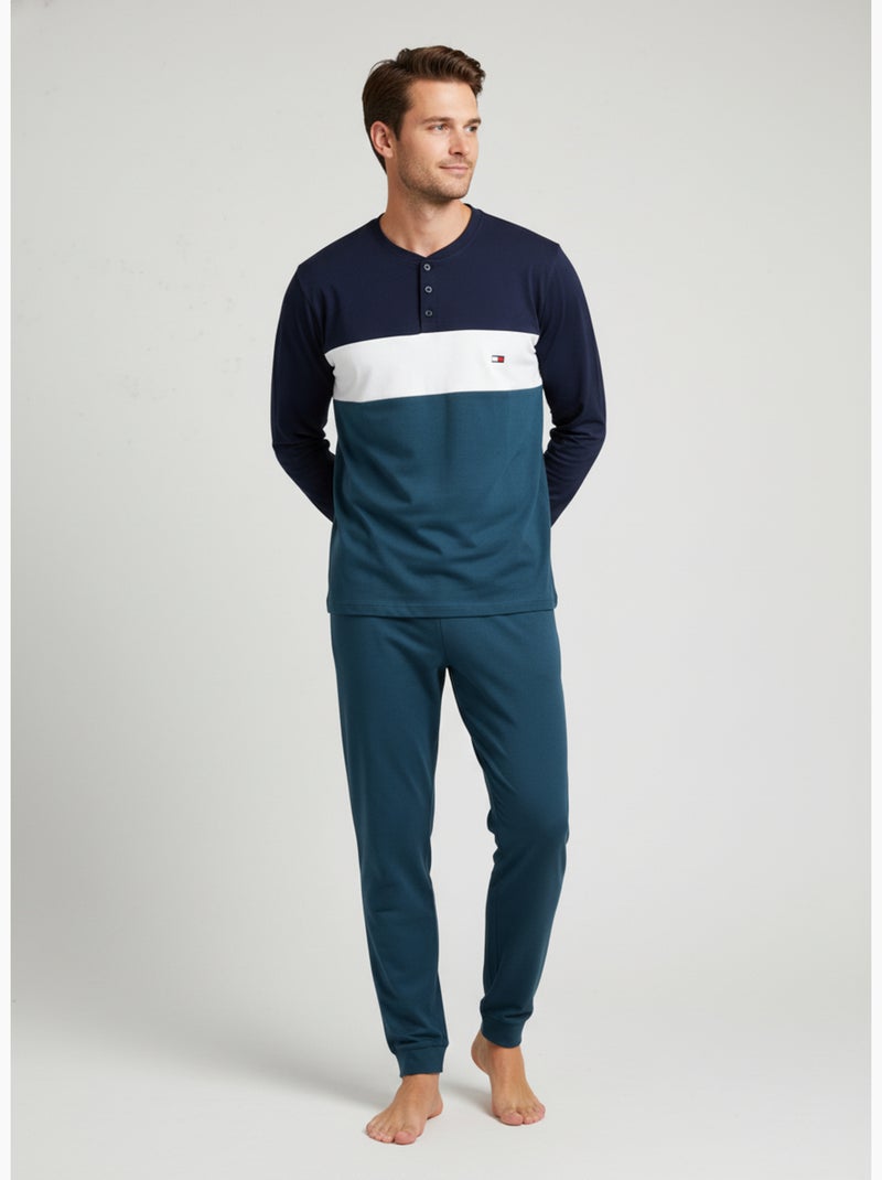 Pijama Homem Tricolor Microfibra Stretch C2520 Verde - Kiabi