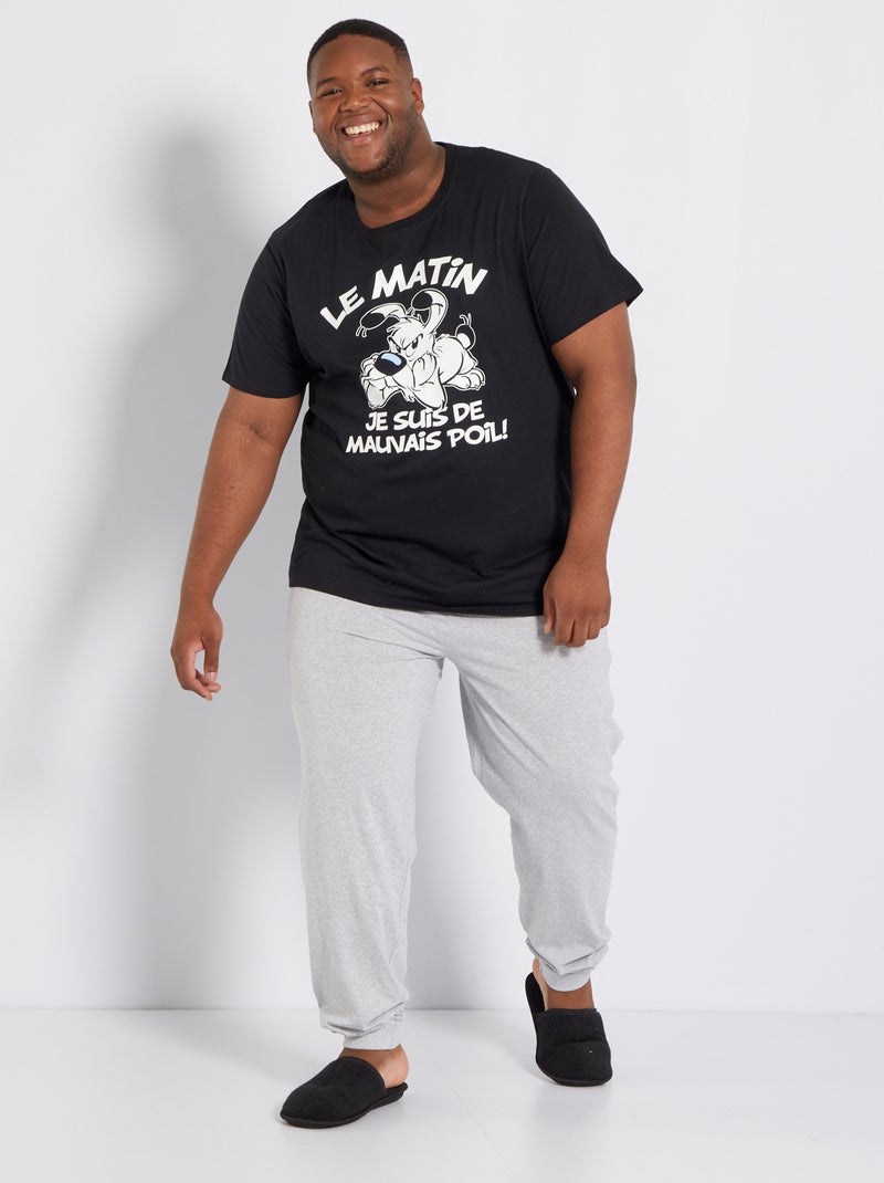 Pijama 'Ideiafix' em jersey - 2 peças Preto/ Cinza - Kiabi