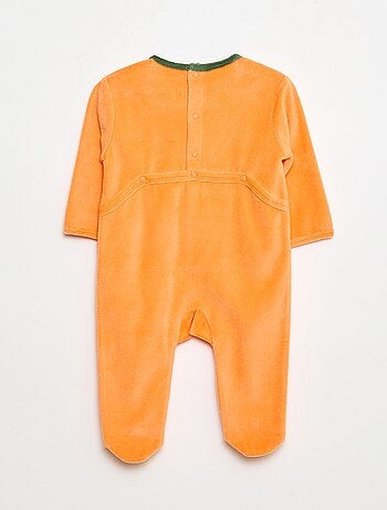 Pijama inteiro abóbora + chapéu abóbora - 2 peças