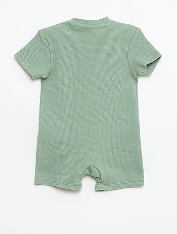 Pijama inteiro estilo favo de mel liso com zíper