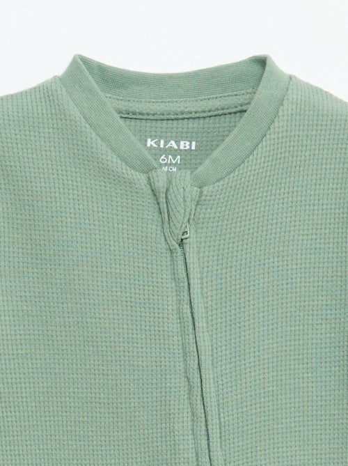 Pijama inteiro estilo favo de mel liso com zíper - Kiabi