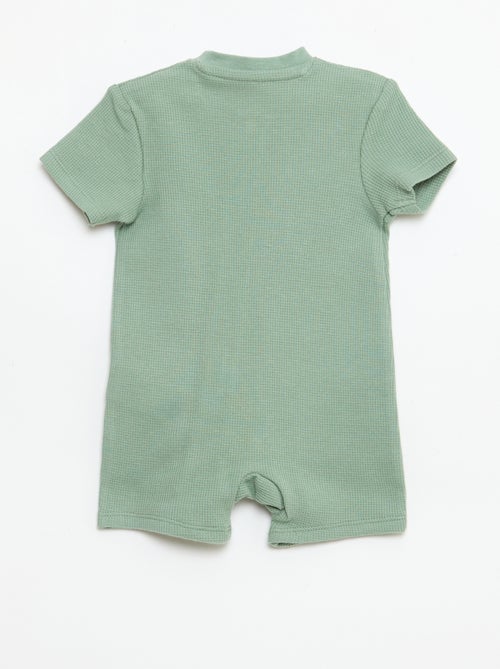 Pijama inteiro estilo favo de mel liso com zíper - Kiabi