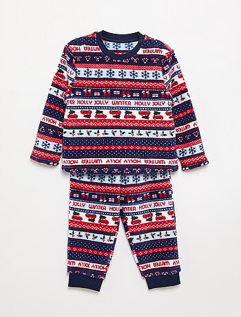 Pijama jacquard em polar de 2 peças - Sweatshirt + calças