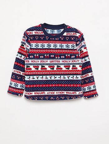 Pijama jacquard em polar de 2 peças - Sweatshirt + calças