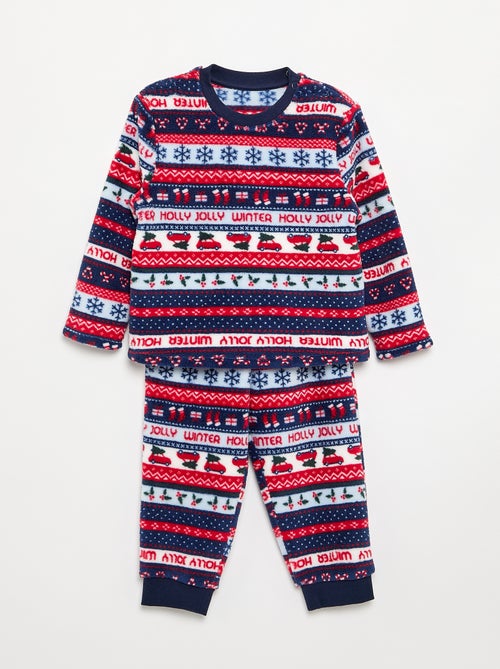 Pijama jacquard em polar de 2 peças - Sweatshirt + calças - Kiabi