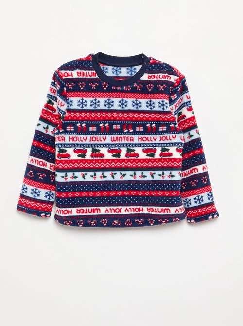 Pijama jacquard em polar de 2 peças - Sweatshirt + calças - Kiabi