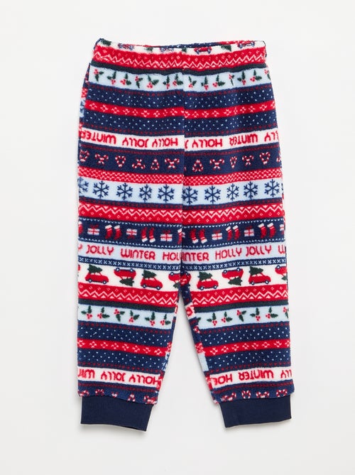 Pijama jacquard em polar de 2 peças - Sweatshirt + calças - Kiabi