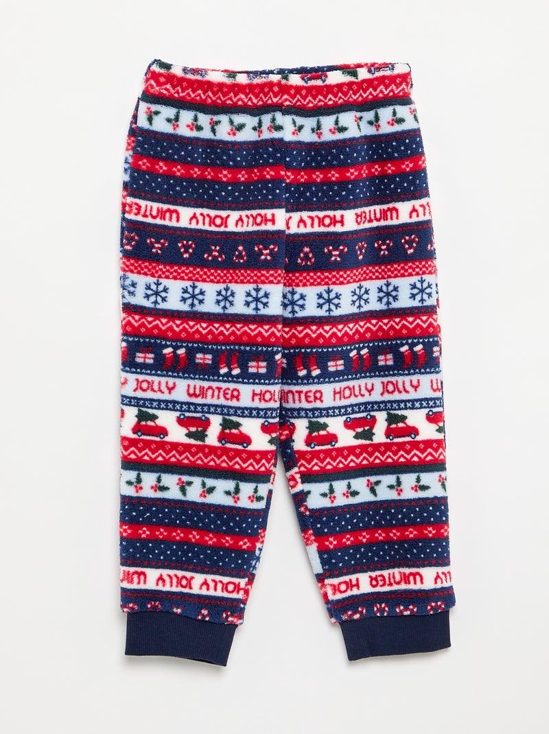 Pijama jacquard em polar de 2 peças - Sweatshirt + calças Azul - Kiabi