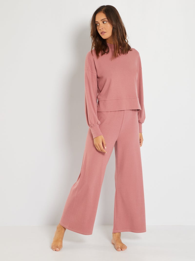 Pijama largo em malha peluche BEGE - Kiabi