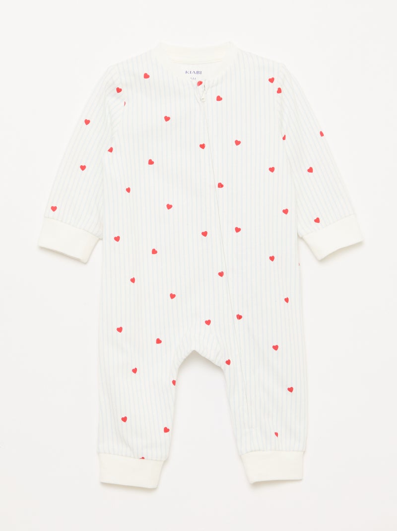 Pijama leve canelado sem pés Azul - Kiabi