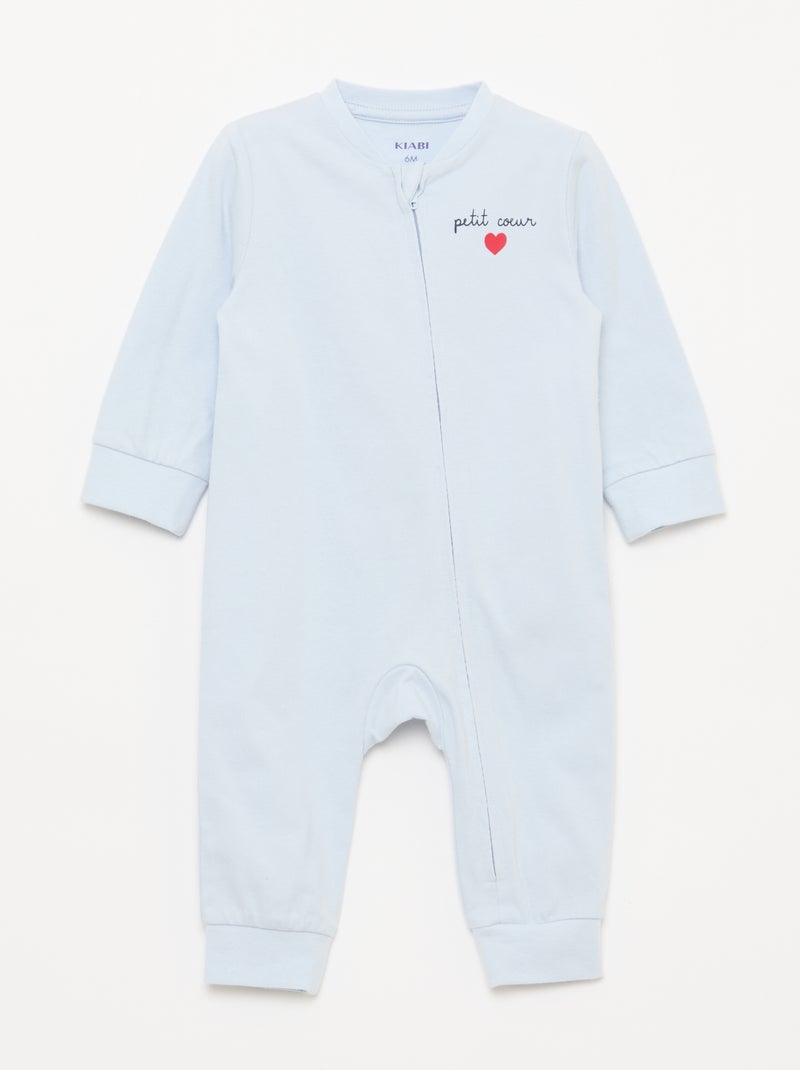 Pijama leve canelado sem pés Azul - Kiabi
