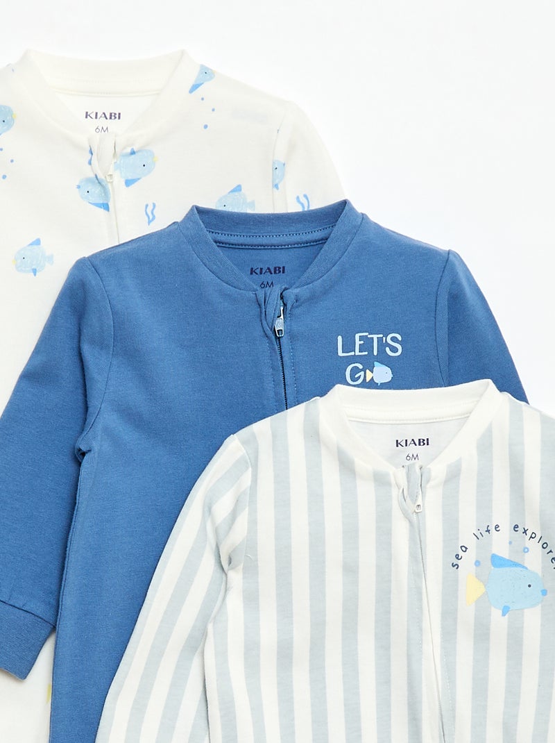 Pijama leve canelado sem pés Branco - Kiabi