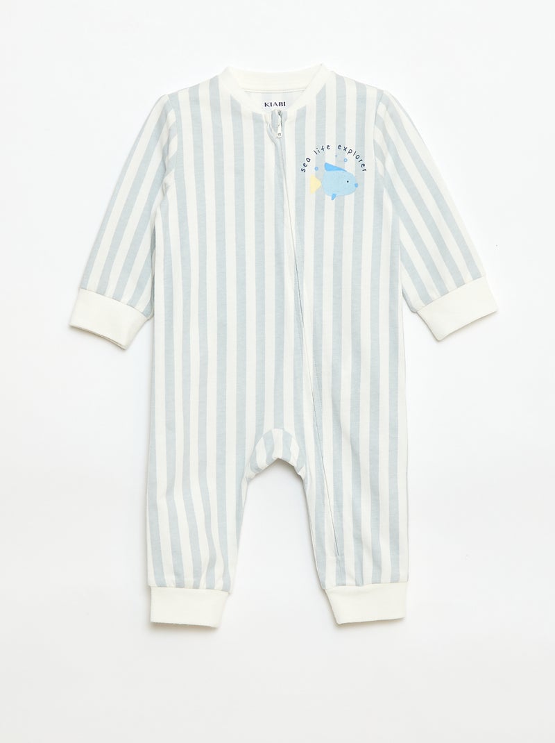 Pijama leve canelado sem pés Branco - Kiabi