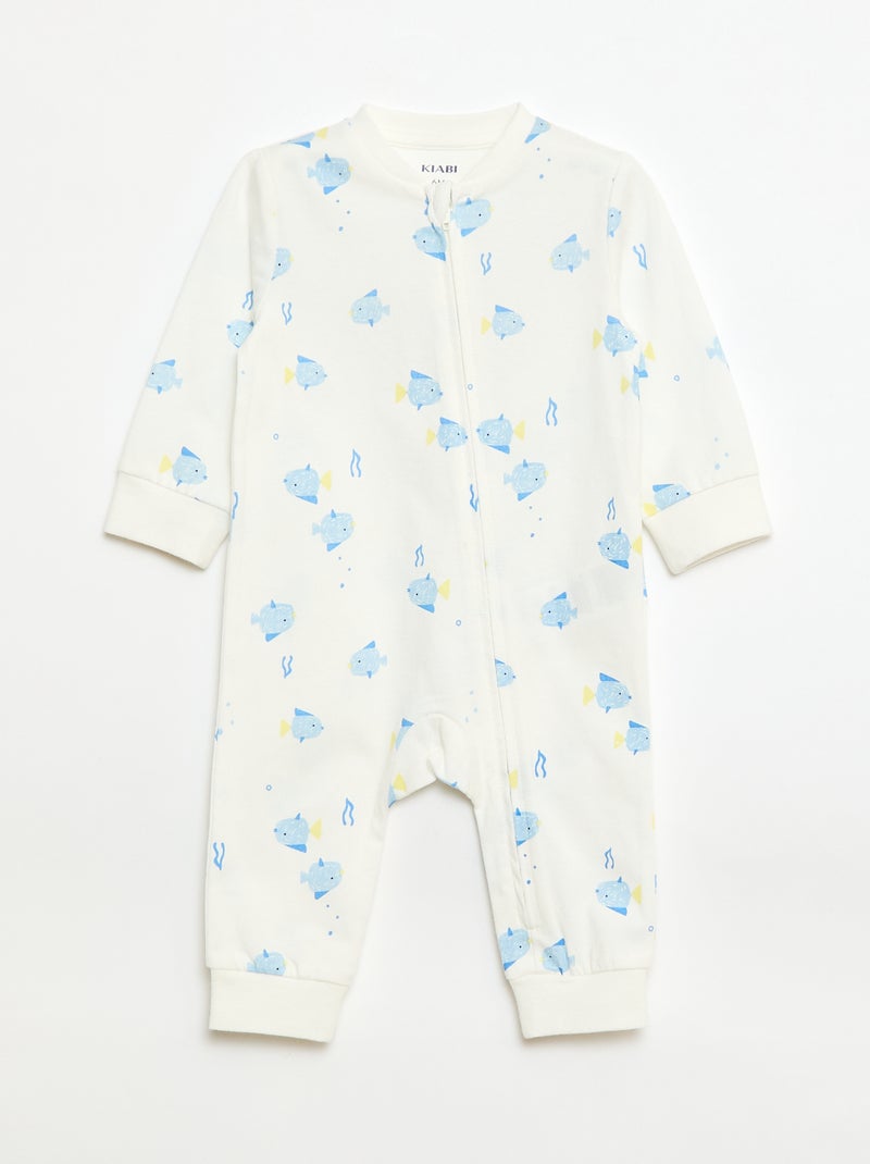 Pijama leve canelado sem pés Branco - Kiabi