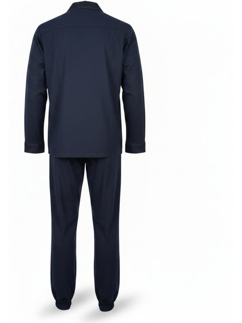 Pijama Longo Homem Totalmente Abotoado 100% Algodão OLIVER GRANT PARIS Azul-marinho - Kiabi