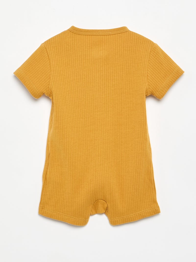 Pijama-macacão curto em malha canelada Amarelo - Kiabi