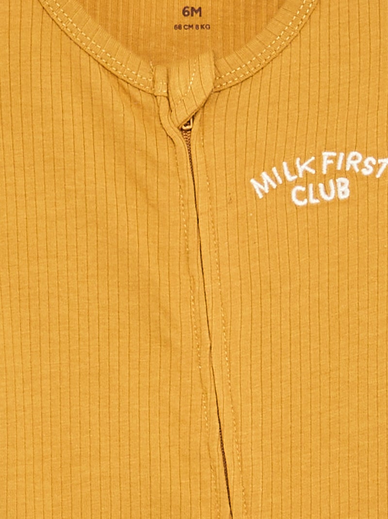 Pijama-macacão curto em malha canelada Amarelo - Kiabi