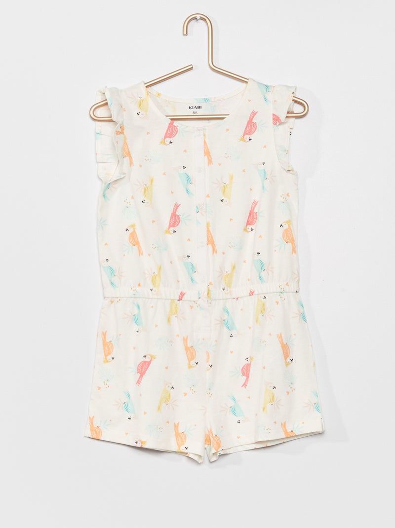 Pijama-macacão de algodão BRANCO - Kiabi