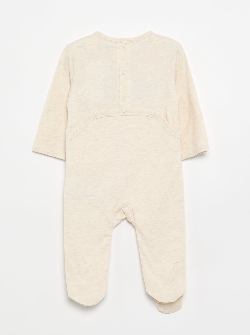 Pijama-macacão de jersey de algodão Bege - Kiabi