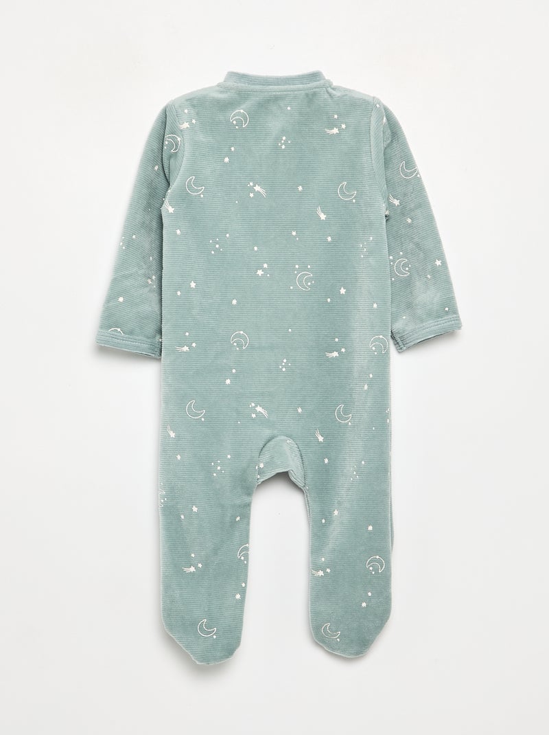 Pijama macacão de veludo canelado Azul - Kiabi