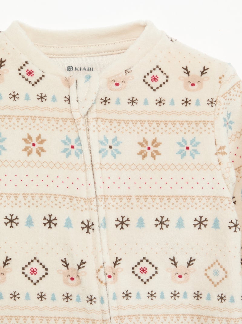 Pijama macacão de veludo canelado Branco - Kiabi