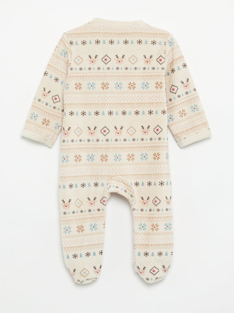Pijama macacão de veludo canelado Branco - Kiabi