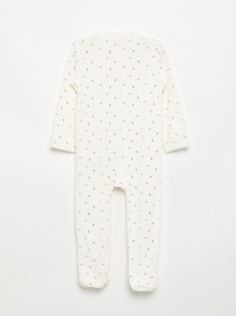 Pijama macacão de veludo canelado Branco - Kiabi