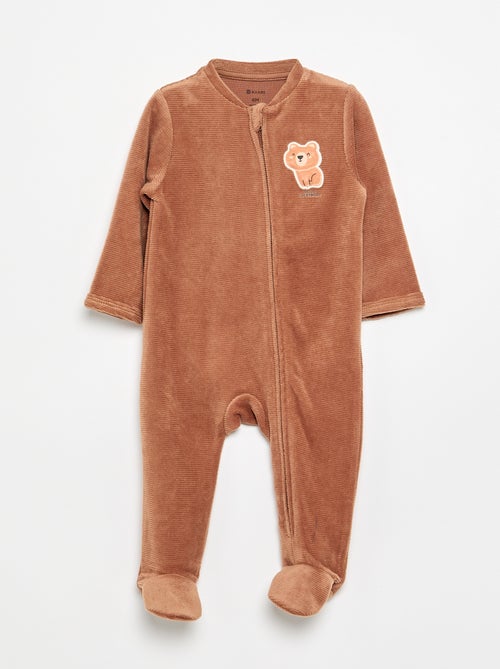 Pijama macacão de veludo canelado - Kiabi
